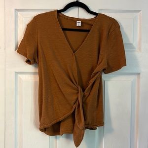 Old Navy Mustard Top, v-neck, tie side
